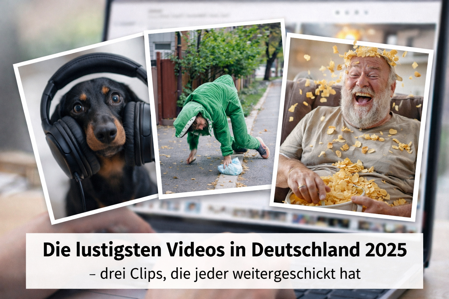 Collage im News-Stil: lustige Video-Szenen aus Deutschland 2025