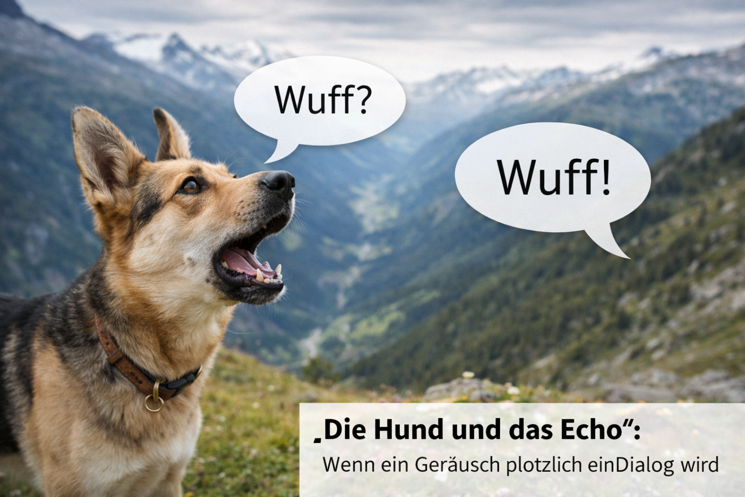Symbolbild: Hundeschnauze und Schallwellen im Magazin-Stil